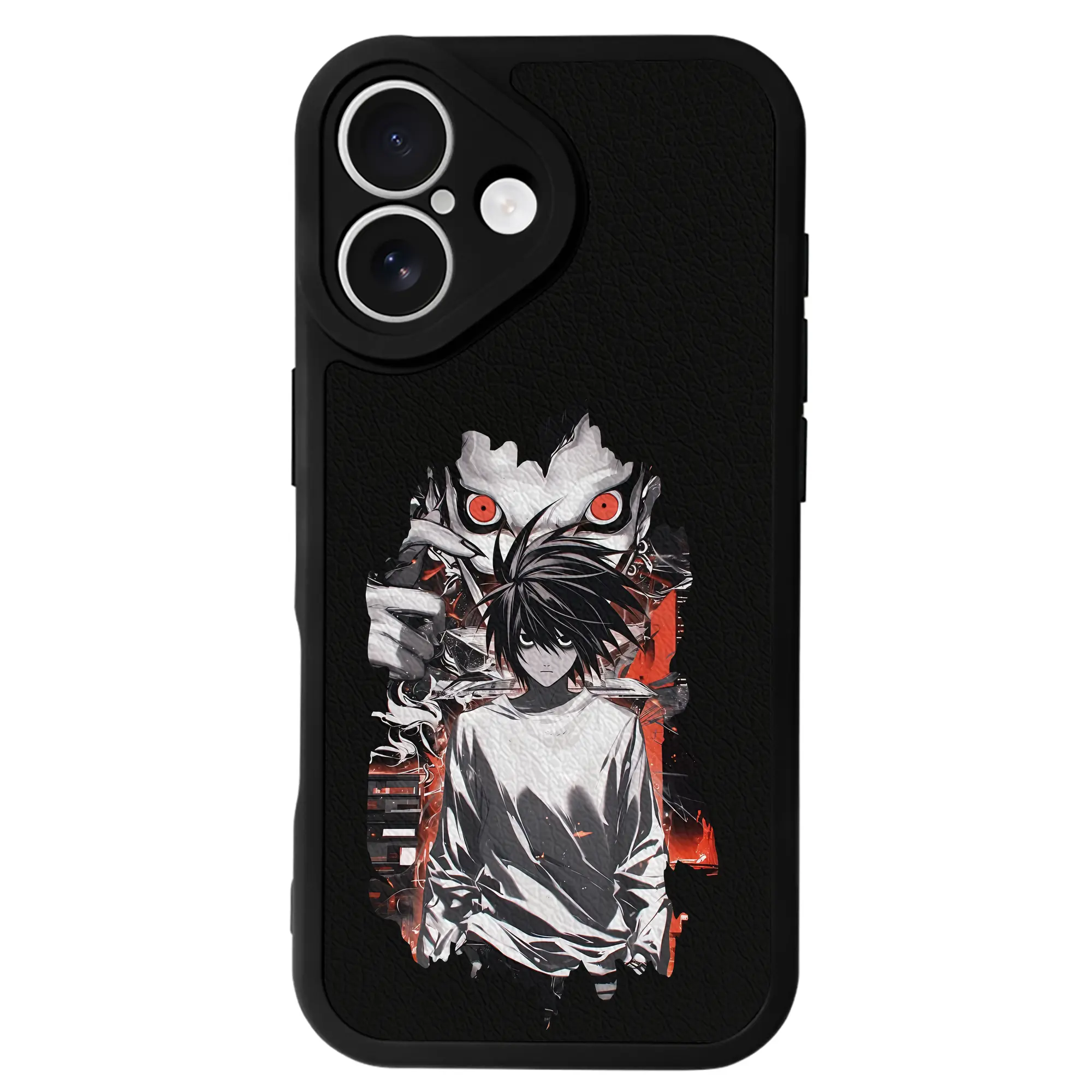 デスノート グッズ,L - IPhone 16シリーズ対応 ・ シリコンスマホケース ・ レザー調 ・ 高精度フィット ・ 耐衝撃 ・ ワイヤレス充電対応 ・ 精密カット